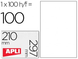CJ100 hojas A4 100 etiquetas adhesivas Apli 01281 210x297mm. ILC